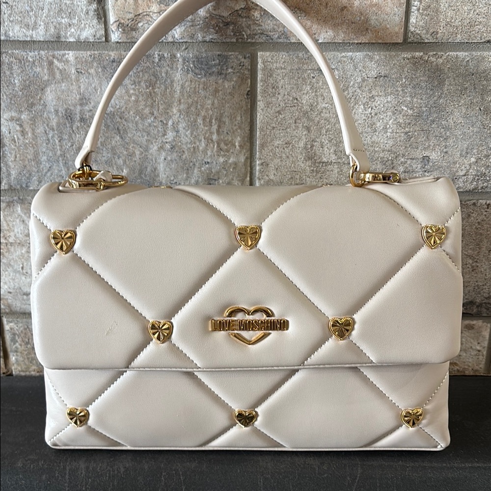 NWT Love Moschino Cream Quilted Handbag - Picture 1 of 6